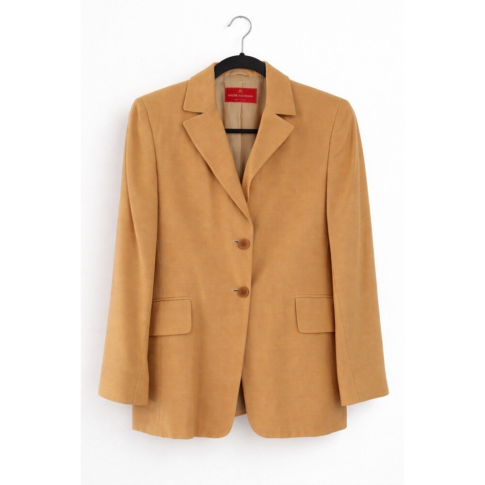 Andrea Chiara Vintage Blazer Made in Italy Camel Wool Silk Blend US 8
